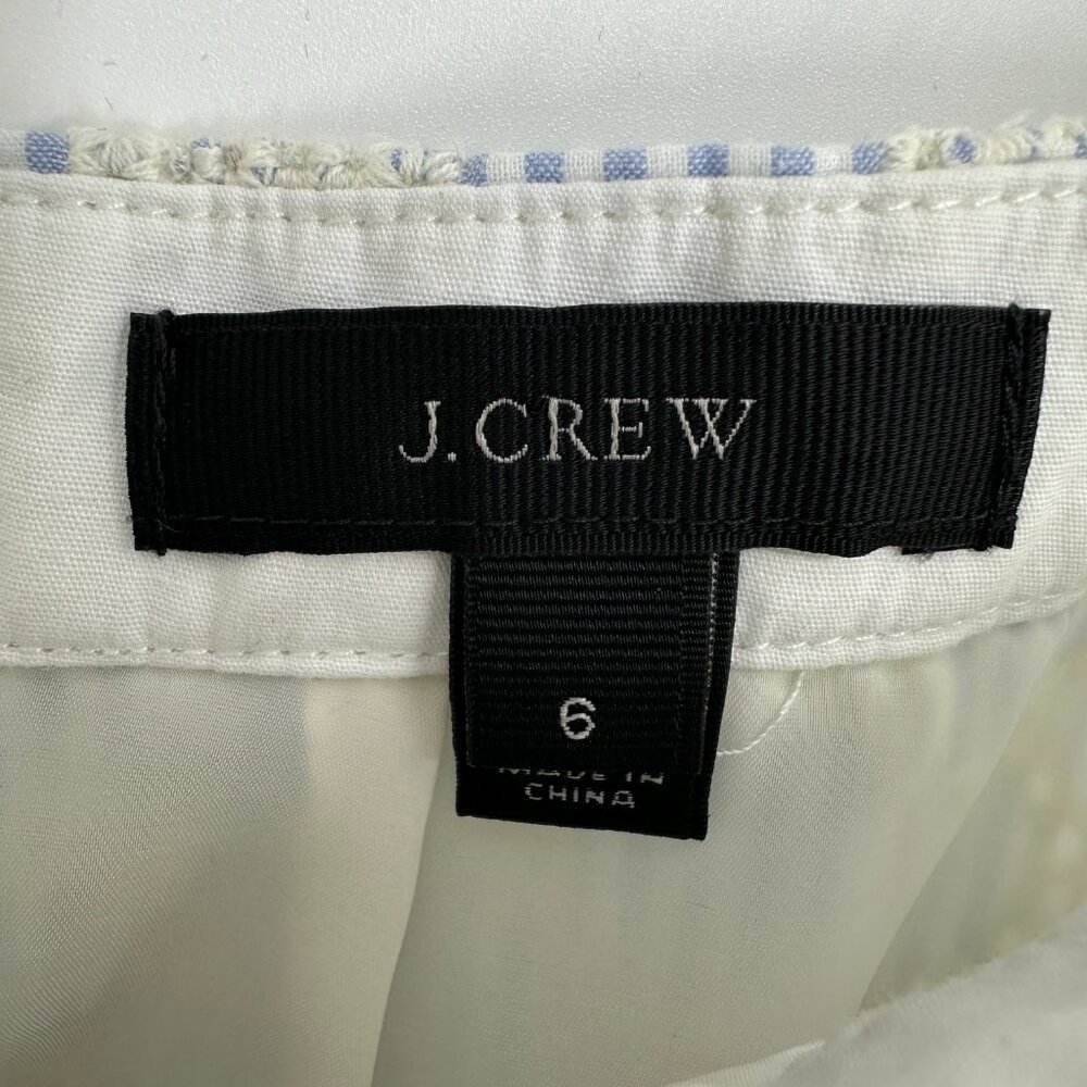 J. Crew Eyelet Mini Skirt 6 Striped Flounce Flare Hem Blue White Preppy Summer - Picture 3 of 7